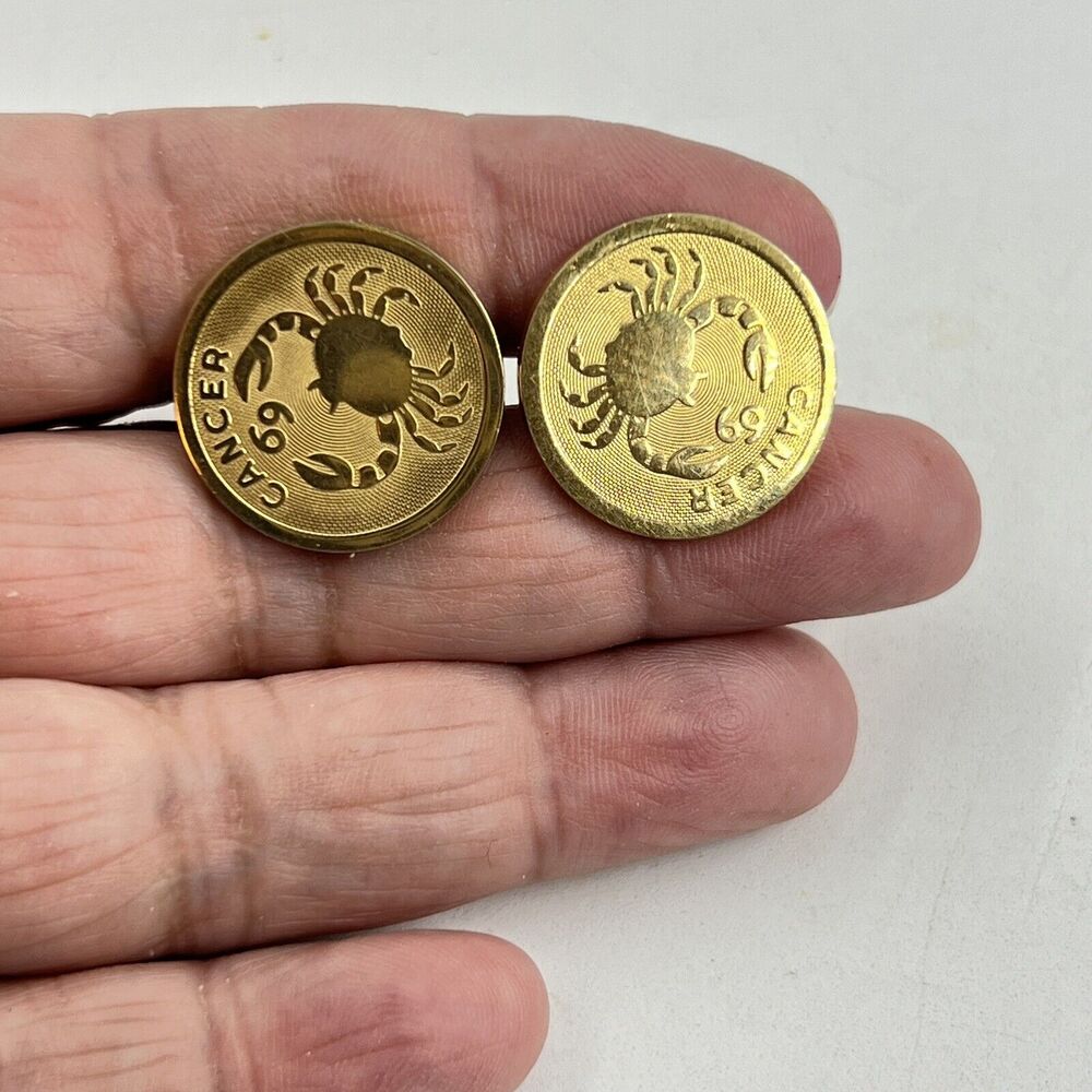 Dante Cufflinks Gold Tone Cancer Zodiac Swivel Bar Vintage Crab